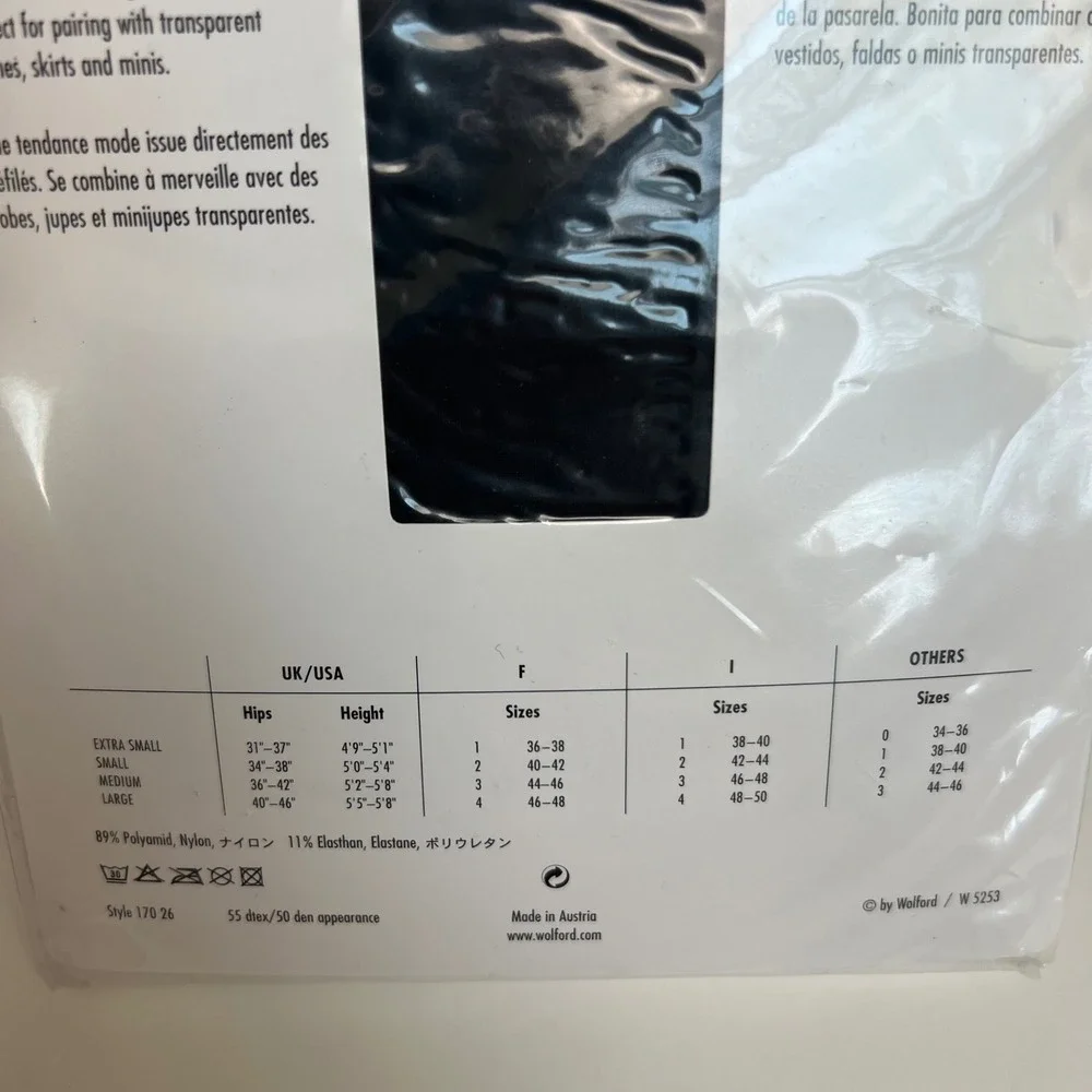 Wolford Velvet Capri Tights Black 50 Denier Footless Leggings Small NIB 17026